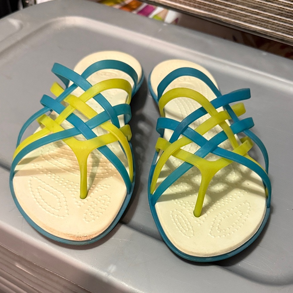 CROCS Women's Blue and Yellow Sandals